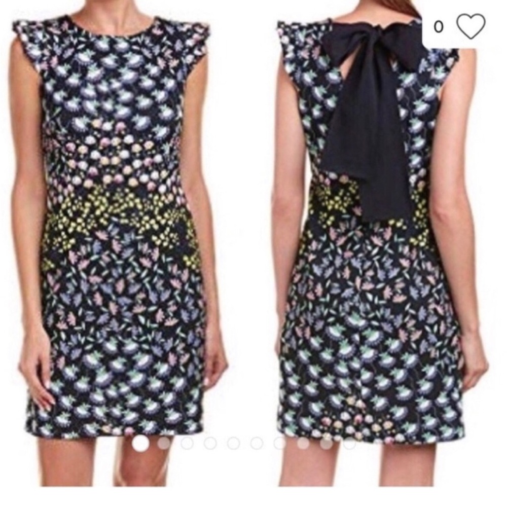 Nanette Lepore Floral Print Futter Sleeve Knee Length Sheath Dress Size 8